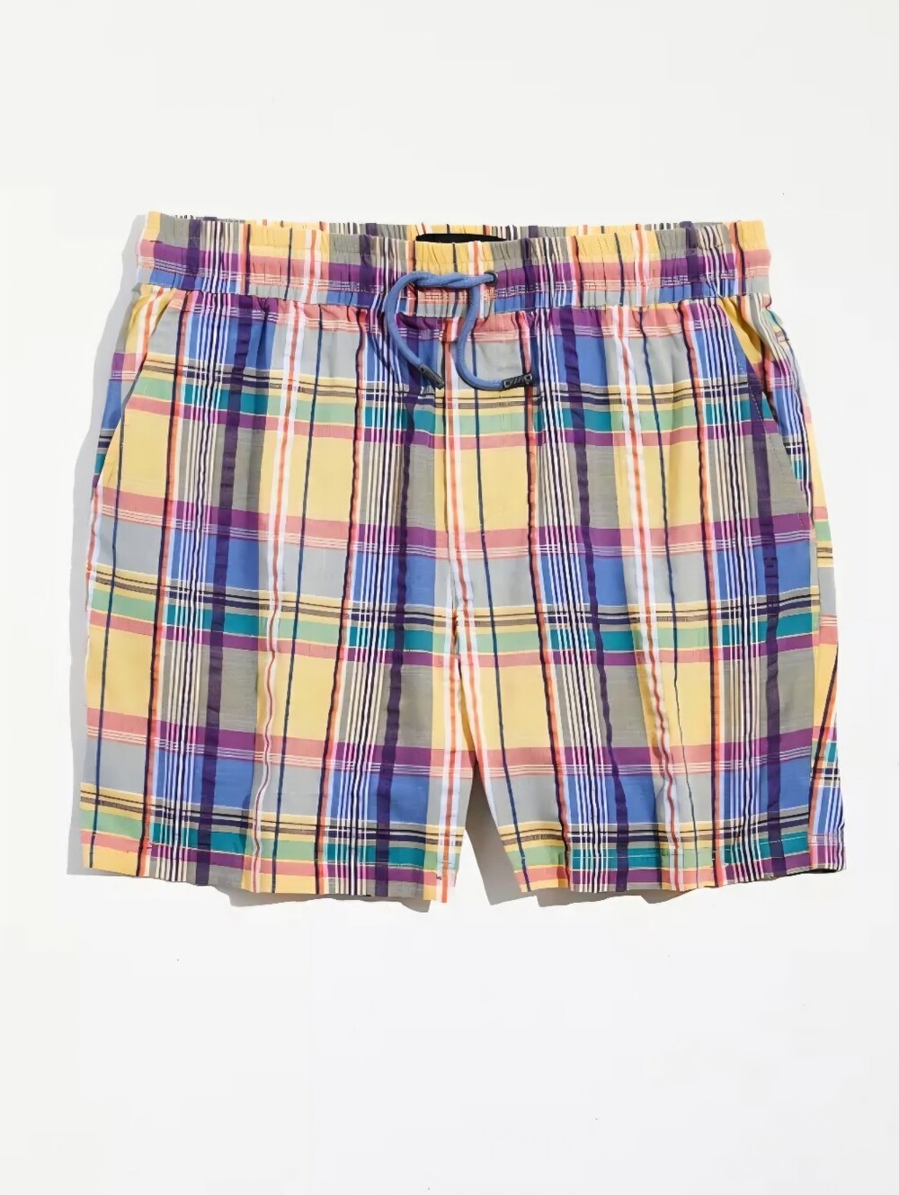 Native Youth Jarama Plaid Drawstring Shorts - Size 32 Waist x 5" Inseam - Yellow